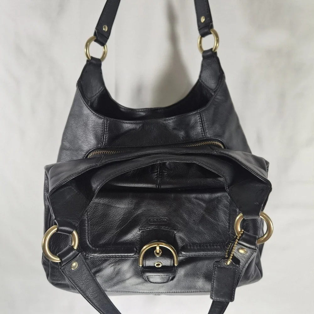 Y2k Coach Campbell F24686 Black Leather Hobo Shoulder Bag Purse Handbag
